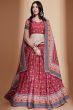 Rani Pink Chinon Lehenga Choli With Embroidery And Digital Print Work