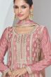 Peach Embroidered Silk Sharara Suit