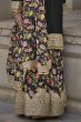 Black Multi Print Silk Embroidered Sharara Suit