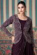 Wine Embroidered Chinnon Silk Gown