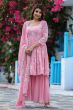 Blush Pink Georgette Silk Embroidered Sharara Suit