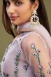 Pastel Pink Kurti Pant Set in Banglori Silk With Floral Embroidery
