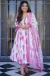 Light Pink Printed Cotton Anarkali Suit
