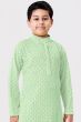 Parrot Green Embroidered Kids Cotton Kurta