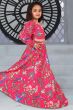 Pink Silk Printed Lehenga Set