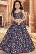 Blue Silk Printed Ethnic Lehenga
