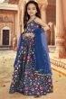 Blue Silk Printed Ethnic Lehenga