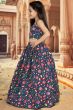 Blue Silk Printed Ethnic Lehenga