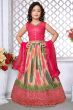 Dark Pink Printed Georgette Multicolor Lehenga Set