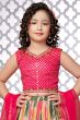Dark Pink Printed Georgette Multicolor Lehenga Set