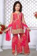 Dark Pink Printed Georgette Gharara Set