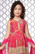 Dark Pink Printed Georgette Gharara Set
