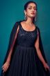 Navy Blue Georgette Indowestern Gown