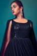 Navy Blue Georgette Indowestern Gown