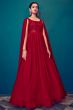 Red Georgette Indowestern Gown