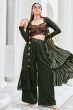 Olive Green Georgette Embroidered Co-ord Set