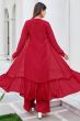 Red Georgette Embroidered Co-ord Set