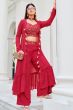 Red Georgette Embroidered Co-ord Set