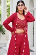 Red Georgette Embroidered Co-ord Set
