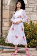 White Floral Printed Cotton Dress