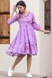 Purple Printed Cotton Dress