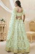 Pastel Green Embroidered Art Silk Lehenga