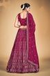 Dark Pink Embroidered Georgette Lehenga Set