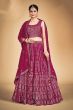 Dark Pink Embroidered Georgette Lehenga Set
