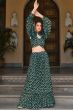 Bottle Green Printed Georgette Lehenga Set 
