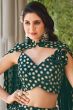Bottle Green Printed Georgette Lehenga Set 