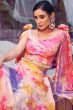 Pink Multicolor Printed Silk Lehenga Set With Shoulder Dupatta