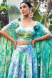 Blue Multicolor Printed Silk Lehenga Set With Dupatta