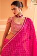 Pink Embroidered Georgette Lehenga