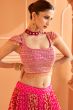 Pink Embroidered Georgette Lehenga