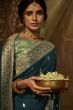 Teal Blue Silk Ethnic Embroidered Saree