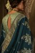 Teal Blue Silk Ethnic Embroidered Saree