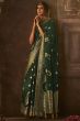 Dark Green Silk Ethnic Embroidered Saree