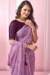 Purple Georgette Foil Print Saree  