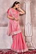 Salmon Pink Embroidered Chiffon Saree