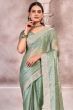 Green Embroidered Chiffon Saree