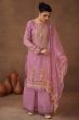 Onion Pink Embroidered Organza Suit Set