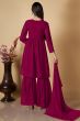Maroon Embroidered Georgette Gharara Suit