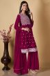 Maroon Embroidered Georgette Gharara Suit