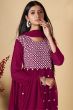 Maroon Embroidered Georgette Gharara Suit