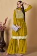 Yellow Embroidered Georgette Gharara Suit
