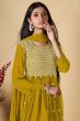 Yellow Embroidered Georgette Gharara Suit