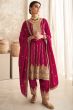 Red Embroidered Silk Punjabi Suit