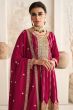 Red Embroidered Silk Punjabi Suit