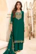 Teal Green Embroidered Suit Silk Set