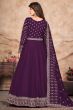 Purple Sequence Embroidered Art Silk Anarkali Suit.